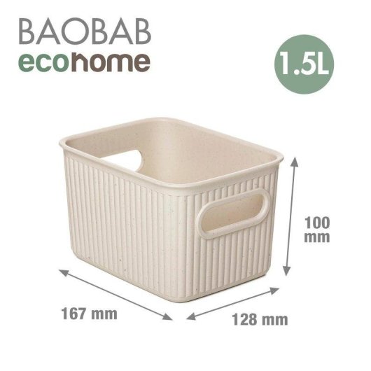 Set de 3 Cestas de Ordenación Tatay Baobab Ecohome Beige Plástico Reciclado