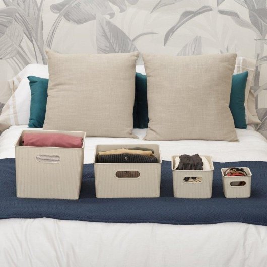 Set de 3 Cestas de Ordenación Tatay Baobab Ecohome Beige Plástico Reciclado