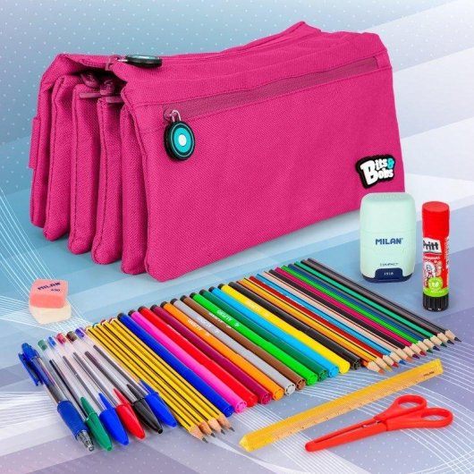 Astuccio Scolastico Quadruplo Grafoplas Bitsbobs Magenta