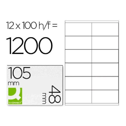 Etiquetas Adhesivas Q-Connect KF10657 A4 12 Etiquetas 105x48 mm Copia Laser Inkjet
