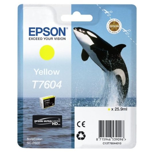 Cartucho de Tinta Epson T7604 Amarillo Original para SureColor SC-P600