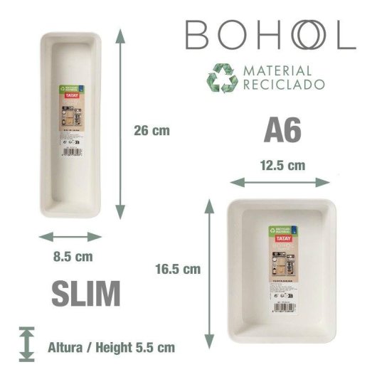 Set de 4 Organizadores de Cajones Tatay Bohol Plástico Reciclado Sky White