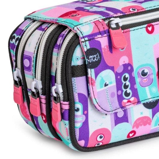 Estuche Escolar Triple Milan Aliens Pack Escolar Completo 40 Piezas