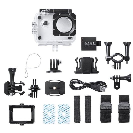 Cámara Deportiva Dam Electronics Komir 720P HD Gran Angular 14 Accesorios UltraWide