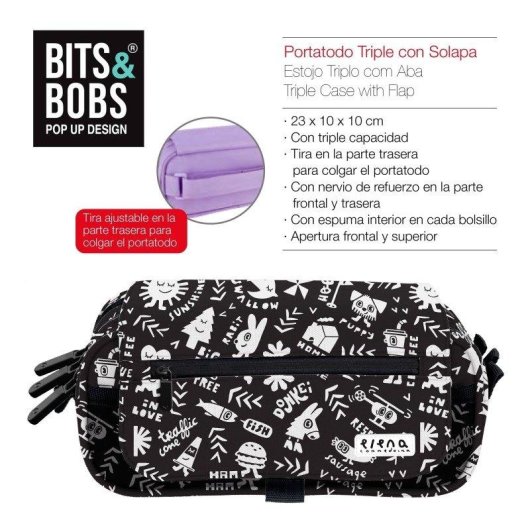 Estuche escolar triple Grafoplás ColePack EcoDesign con material incluido, compacto y resistente