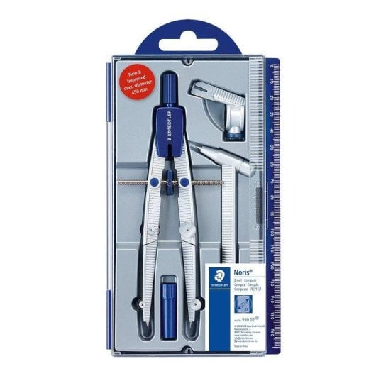 Compasso de Precisão Staedtler Noris com Adaptador Universal e Tubo de Minas Estojo Compacto