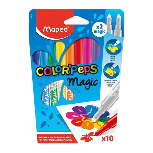 Estuche de 10 Rotuladores Maped Color'Peps Magic Lavables con 2 Reveladores