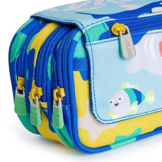 Estuche Portatodo Triple Milan Blue Odyssey Azul Amarillo Verde