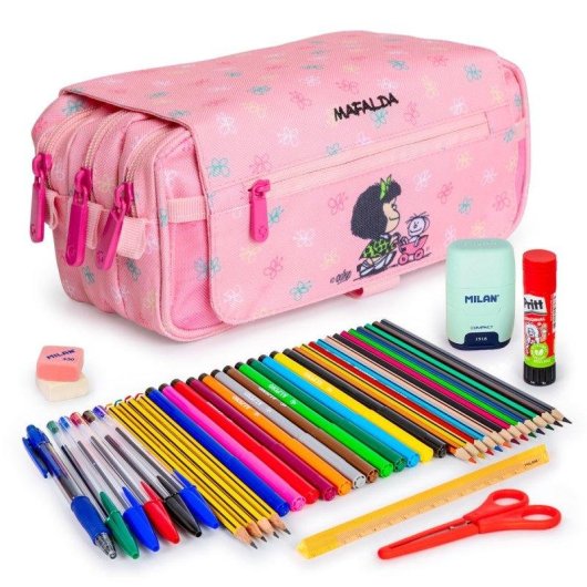 Estuche Escolar Triple Grafoplás Design Pack Material Escolar 40 Piezas