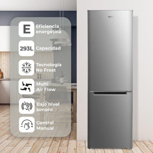 Frigorífico Combi Nilson NC185600ENFX No Frost 185cm 293L E Inox