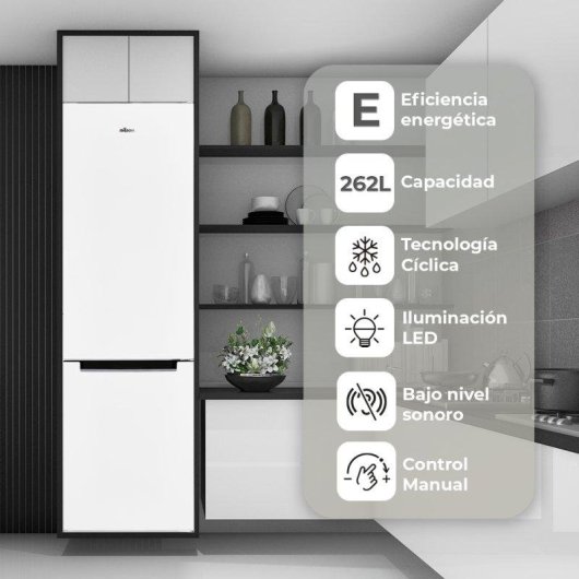 Frigorífico Combi Nilson NC185500E Defrost 180cm 262L E Blanco