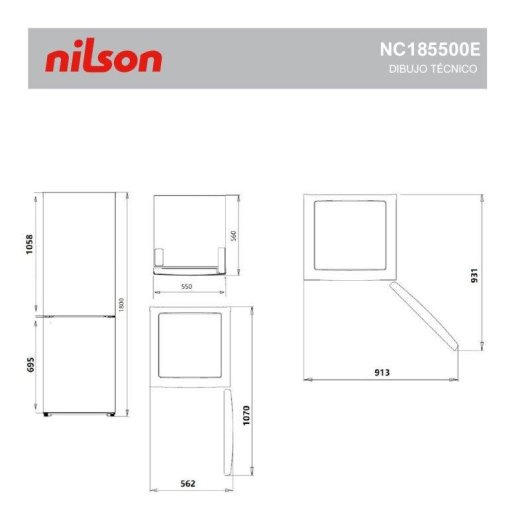 Frigorífico Combi Nilson NC185500E Defrost 180cm 262L E Blanco