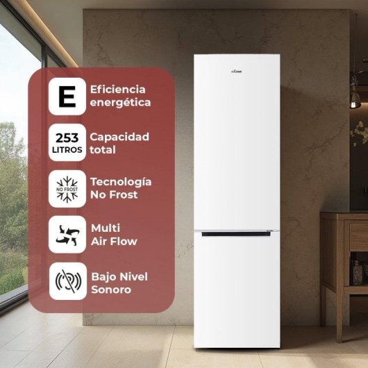 Frigorífico Combi Nilson NC185500ENF No Frost 180cm 253L E Blanco Manual