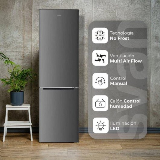 Frigorífico Combi Svan SC185500ENFX No Frost 180cm 253L E Inox