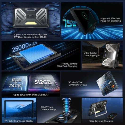 Tablet Oukitel RT10 WiFi + 5G 11,1" 12GB 512GB Schwarz