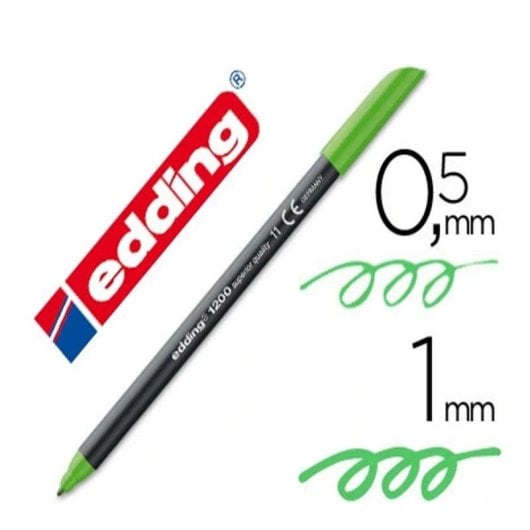Pennarello a Fibra Edding 1200 Punta Tonda 0.5 mm Verde Chiaro