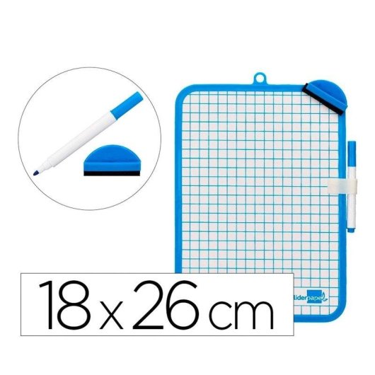 Lavagna Bianca Doppia Faccia Liderpapel 18x26 cm con Pennarello e Gomma