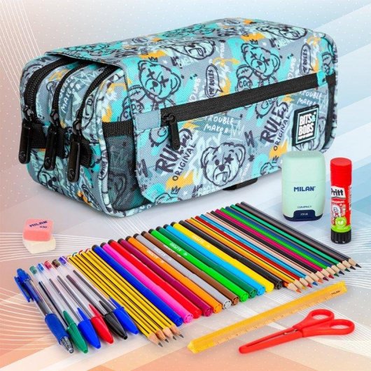 Estuche Portatodo Triple Grafoplás Bits and Bobs Design 23 x 10 x 10 cm Poliéster