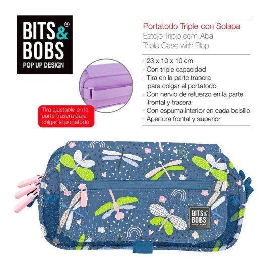 Estuche Escolar Triple ColePack Design Grafoplás con 40 Utensilios