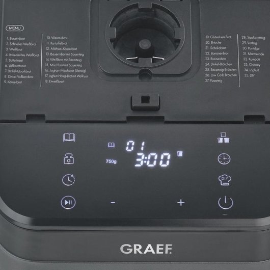Panificadora Graef BA806 750W Negro Gris 36 Programas