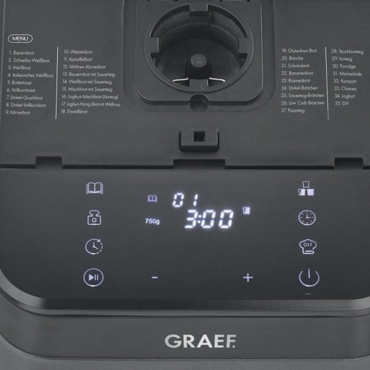 Panificadora Graef BA806 750W Negro Gris 36 Programas