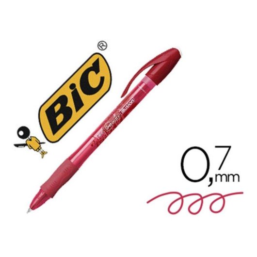 Penna BIC Gel-ocity Illusion Rossa 0.7mm Cancellabile e Ricaricabile con Grip