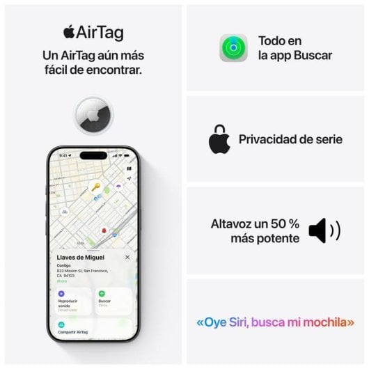 Localizzatore Apple AirTag 2ª Generazione con Altoparlante Potenziato