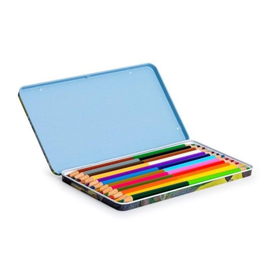 Caja Metálica con 12 Lápices de Colores de Doble Punta Javier Seurat
