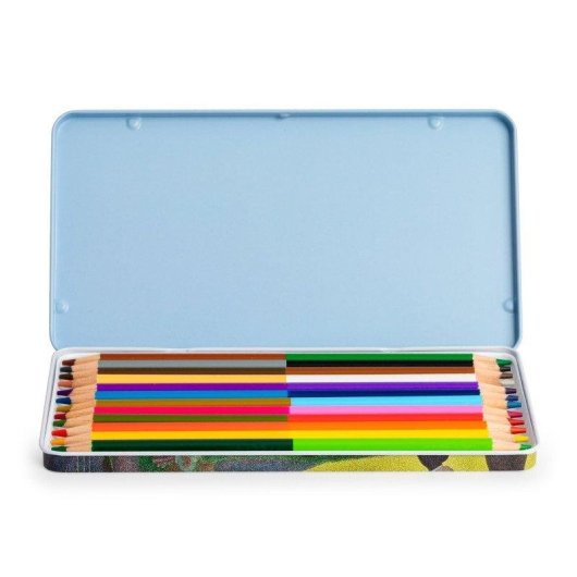 Caja Metálica con 12 Lápices de Colores de Doble Punta Javier Seurat