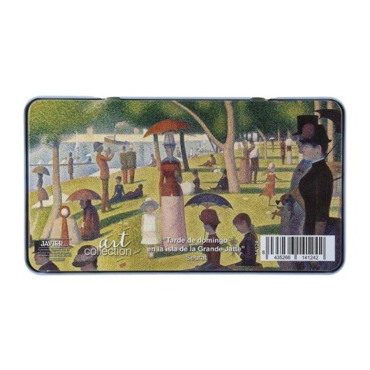 Caja Metálica con 12 Lápices de Colores de Doble Punta Javier Seurat