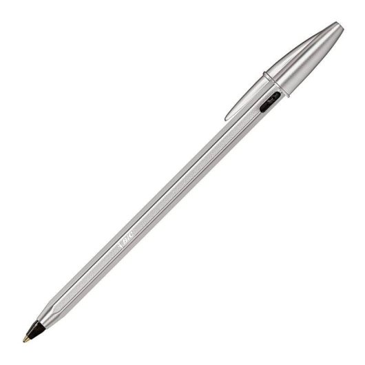 Penna Bic Cristal Re'new Nera con 2 ricariche, corpo metallico