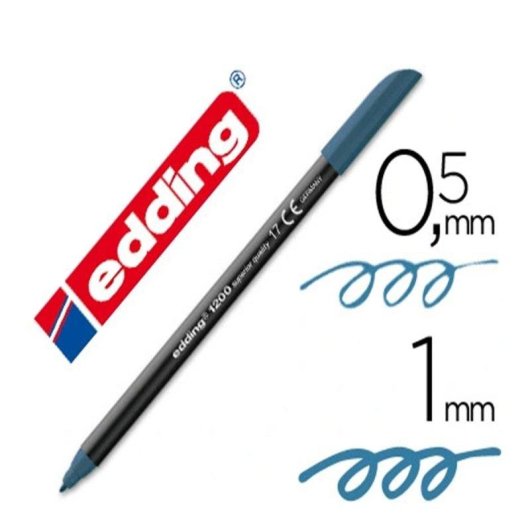 Pennarello a fibra Edding 1200 punta tonda 0.5 mm blu acciaio