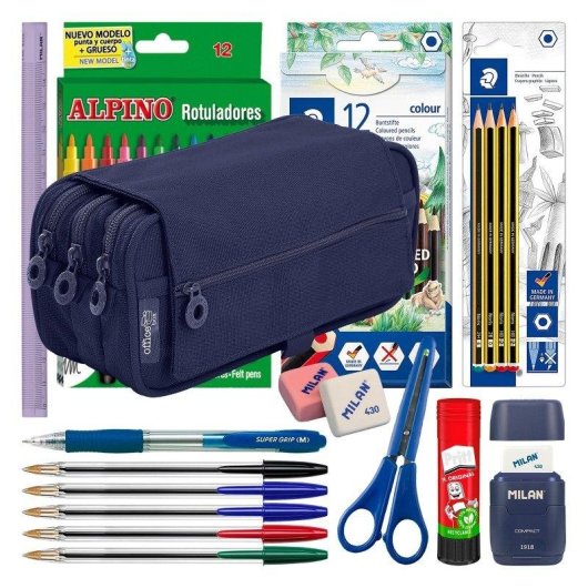 Officebox Astuccio Triplo 3 Cerniere Blu Marino