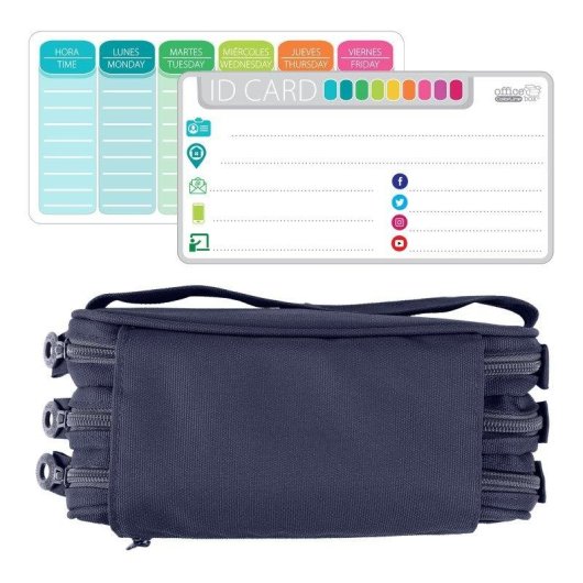 Officebox Astuccio Triplo 3 Cerniere Blu Marino