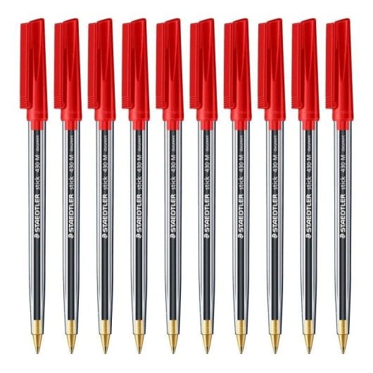 Bolígrafos Staedtler Stick 430 Set de 10 Punta Media Rojo