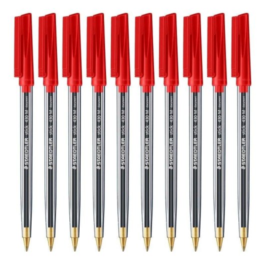 Bolígrafos Staedtler Stick 430 Set de 10 Punta Media Rojo