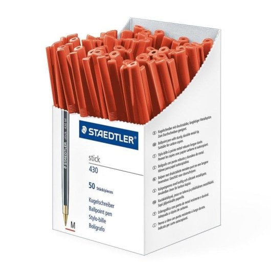 Bolígrafos Staedtler Stick 430 Set de 10 Punta Media Rojo