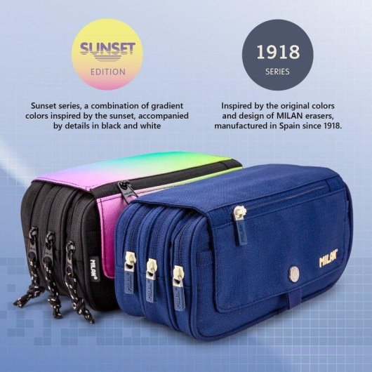 Estuche Escolar Triple Milan Sunset Pack Material Escolar 40 Piezas