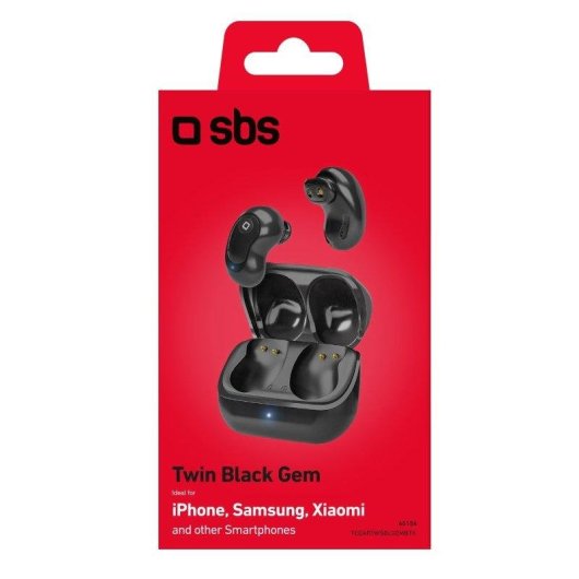 Auriculares SBS TEEARTWSBLGEMBTK inalámbricos True Wireless para llamadas y música negros