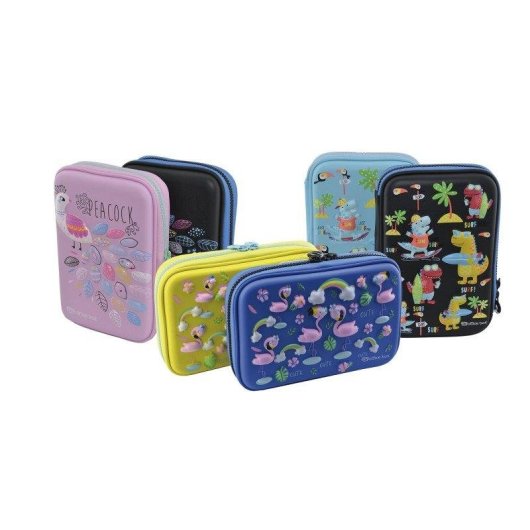 Estuche Escolar Officebox Multicompartimento Rígido EVA Surf Azul 22 x 15 x 6 cm