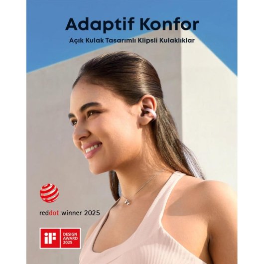 Auriculares Anker Soundcore AeroClip sans fil Bluetooth ANC, micro et étanche rose