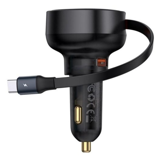 Cargador de Coche Baseus Enjoyment Pro 60W USB-C Retráctil Negro