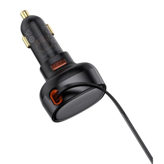 Cargador de Coche Baseus Enjoyment Pro 60W USB-C Retráctil Negro