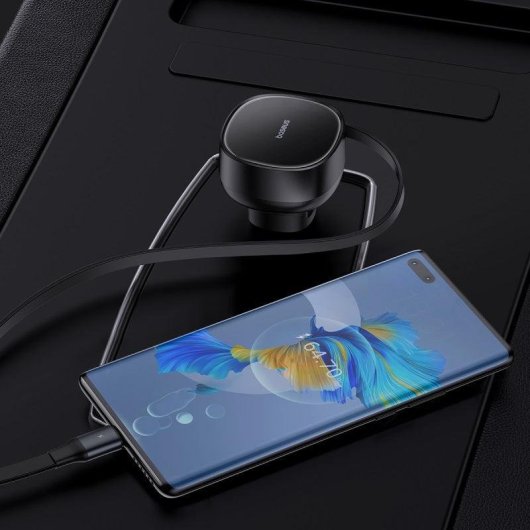 Cargador de Coche Baseus Enjoyment Pro 60W USB-C Retráctil Negro