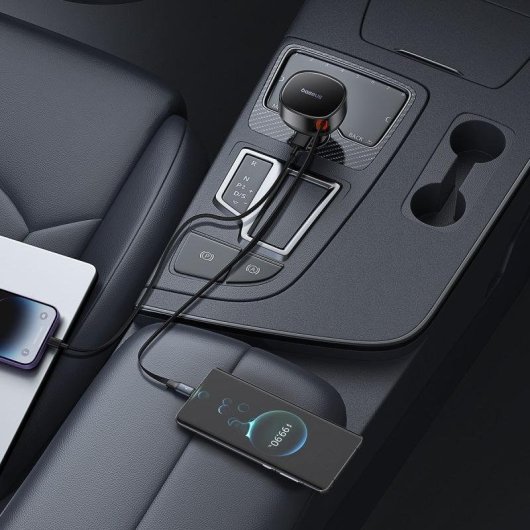 Cargador de Coche Baseus Enjoyment Pro 60W USB-C Retráctil Negro