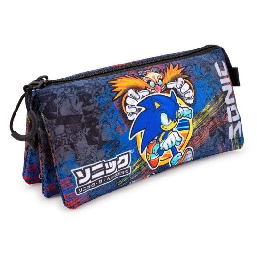 Estojo Escolar Triplo Portatodo Karactermania Sonic 2 Cremalheiras Azul
