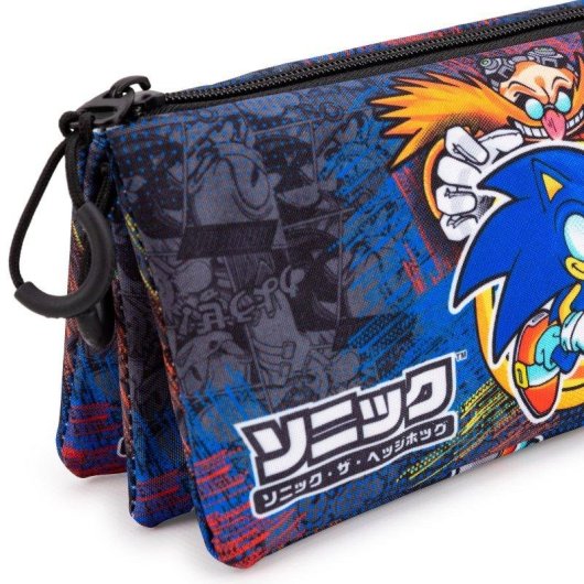Estojo Escolar Triplo Portatodo Karactermania Sonic 2 Cremalheiras Azul