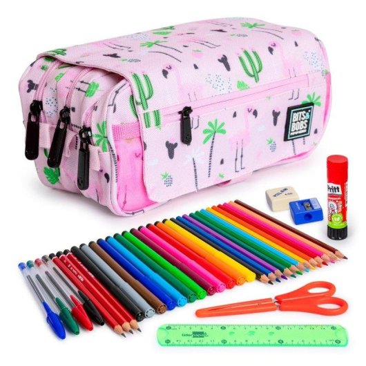 Estuche escolar triple Grafoplás Tropical con material escolar incluido