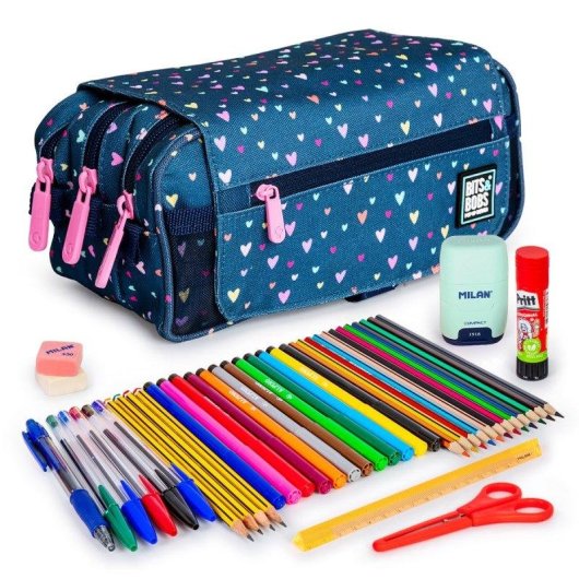 Estuche Escolar Triple Design ColePack Grafoplás con 40 Utensilios Incluidos, 3 compartimentos