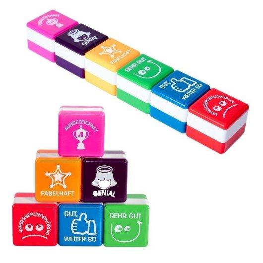 Set de 6 Sellos Office Box para Profesores de Motivación con caja de plástico